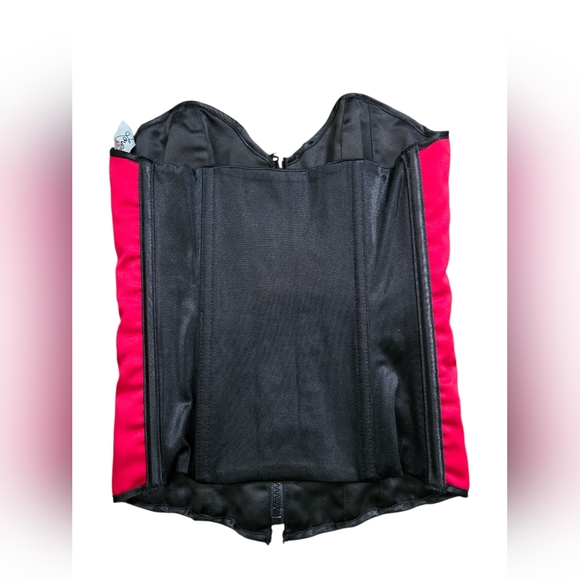 Lovers Lane Lingerie Corset Red Black Size 34 Satin Zipper - Picture 2 of 4